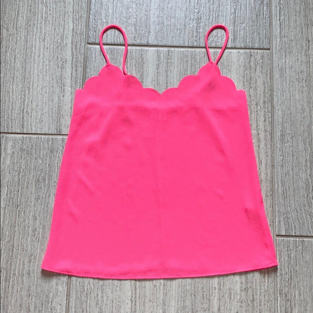 Francesca’s scallops bright pink tank top